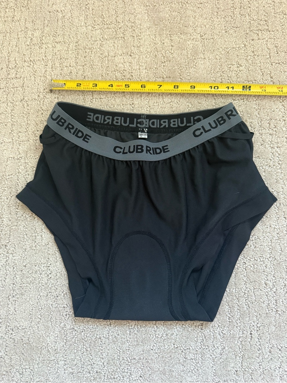 Club Ride Black Cycling Chamois with Grey Elastic Waistband